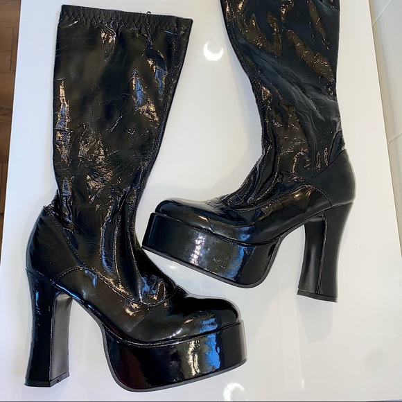 black patent gogo boots